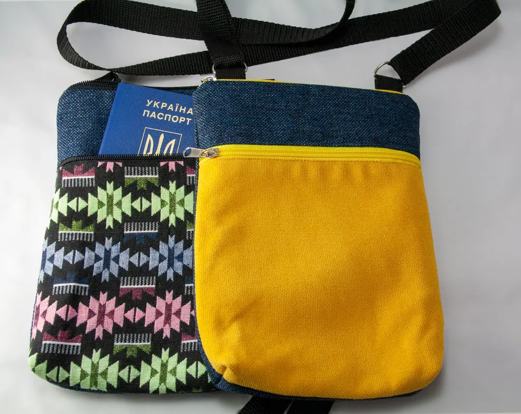 Crossbody Purse  Tribal Blue S and Blue Yellow_Two Bags.webp