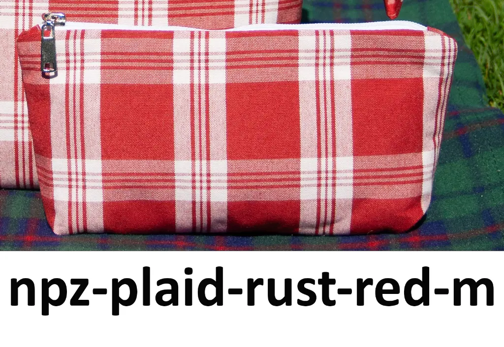 [npz-plaid-rust-red-m] Zipper Notions Pouch Plaid Rustikana Red M